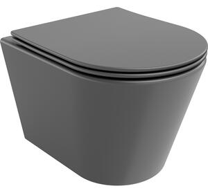 Mexen Rico WC misa Rimless s pomaly padajúcim sedátkom, duroplast, šedá tmavomatná - 30724071