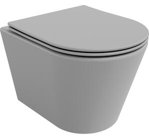 Mexen Rico WC misa Rimless s pomaly padajúcim sedátkom, duroplast, šedá bledomatná - 30724061