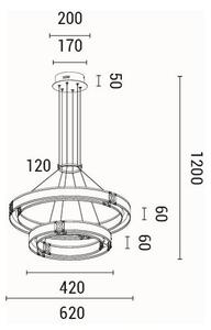 LED Luster na lanku LED/62W/230V 3000K 62x120 cm