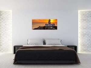 Obraz majáka pri západe slnka (120x50 cm)