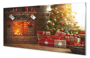 Nástenný panel  Krb Vianočné darčeky 100x50 cm
