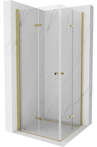 Mexen Lima Duo sprchová kabína, skladacie dvere 100 x 100 cm, transparentnéné, zlatá - 856-100-100-50-00-02