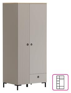 KONDELA Skriňa, sivohnedá Taupe/dub silverjack, DOMCA 2D1S
