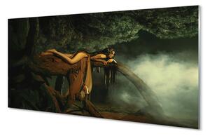 Nástenný panel  Žena strom mraky 100x50 cm