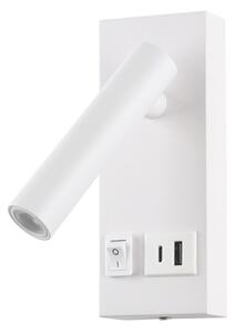 LED Nástenné bodové svietidlo s USB LED/2W/230V biela