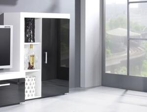 Cama Meble Komoda Samba REG3 - biela / čierny lesk