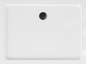Mexen Flat obdĺžniková sprchová vanička slim 80 x 70 cm, biela, syfon čierna - 40107080B