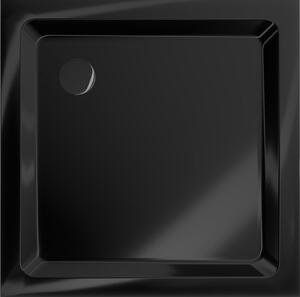 Mexen Flat štvorcová sprchová vanička slim 80 x 80 cm, čierna, syfon čierna - 40708080B