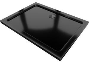 Mexen Flat obdĺžniková sprchová vanička slim 140 x 80 cm, čierna, syfon čierna - 40708014B