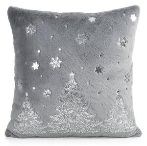Dekorstudio Vianočná obliečka na vankúš so stromčekmi a vločkami 45x45cm - strieborná