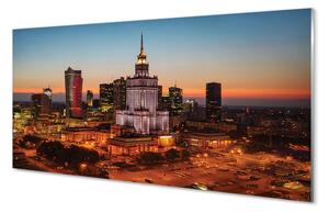 Nástenný panel  Nočná panoráma Varšavy mrakodrapov 100x50 cm