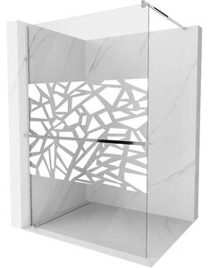 Mexen Kioto+ sprchová stena s poličkou a lištou 90 x 200 cm, transparentnéné/biely vzor 8 mm, chrómová - 800-090-121-01-85