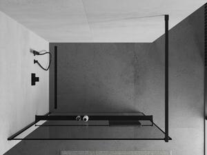 Mexen Kioto+ sprchová stena s poličkou a lištou 70 x 200 cm, transparentnéné/čierny vzor 8 mm, čierna - 800-070-121-70-70