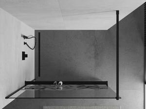 Mexen Kioto+ sprchová stena s poličkou a lištou 70 x 200 cm, transparentnéné/biely vzor 8 mm, čierna - 800-070-121-70-85