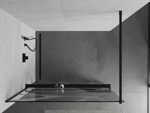 Mexen Kioto+ sprchová stena s poličkou a lištou 70 x 200 cm, transparentnéné/biely vzor 8 mm, čierna - 800-070-121-70-97
