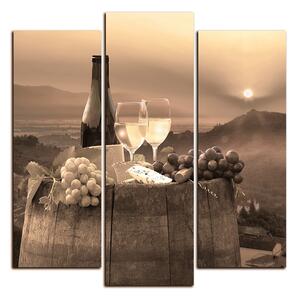 Obraz na plátne - Fľaša vína na vinici - štvorec 3152FC (75x75 cm)