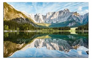 Obraz na plátne - Alpské štíty odrážajúce sa v pokojnom jazere 1157A (120x80 cm)