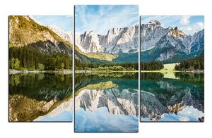 Obraz na plátne - Alpské štíty odrážajúce sa v pokojnom jazere 1157C (90x60 cm)