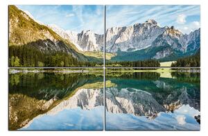 Obraz na plátne - Alpské štíty odrážajúce sa v pokojnom jazere 1157E (90x60 cm)