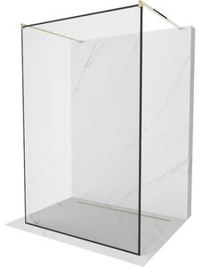 Mexen Kioto, priechodná sprchová zástena 100 x 200 cm, 8mm sklo číre, čierny vzor-zlatá, 800-100-002-50-70