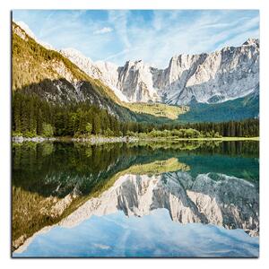 Obraz na plátne - Alpské štíty odrážajúce sa v pokojnom jazere - štvorec 3157A (50x50 cm)