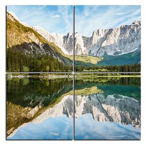 Obraz na plátne - Alpské štíty odrážajúce sa v pokojnom jazere - štvorec 3157E (60x60 cm)