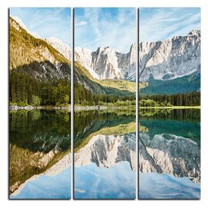 Obraz na plátne - Alpské štíty odrážajúce sa v pokojnom jazere - štvorec 3157B (75x75 cm)