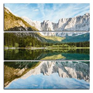 Obraz na plátne - Alpské štíty odrážajúce sa v pokojnom jazere - štvorec 3157D (75x75 cm)