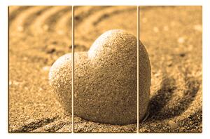 Obraz na plátne - Kameň v tvare srdca na piesku 1161FB (90x60 cm )