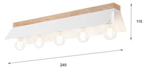 Stropné svietidlo ESME 5xE27/15W/230V biela/dub
