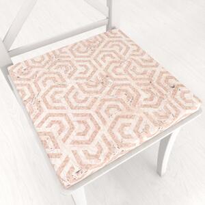 Biante Zamatový štvorcový podsedák Tamara TMR-029 Ružovobéžové hexagony s čiernym žíhaním - 38x38x3 cm