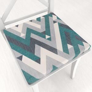 Biante Zamatový štvorcový podsedák Tamara TMR-026 Zeleno-sivý designový cik-cak - 38x38x3 cm