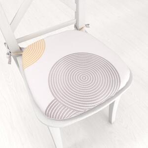 Biante Zamatový oblý podsedák Tamara TMR-023 Žlté a sivé designové kruhy na smotanovom - 39x37x3 cm