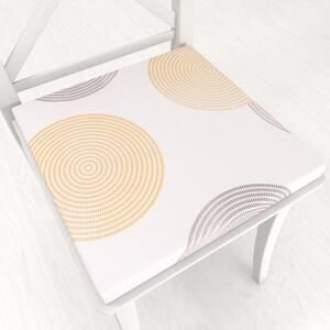 Biante Zamatový štvorcový podsedák Tamara TMR-023 Žlté a sivé designové kruhy na smotanovom - 38x38x3 cm