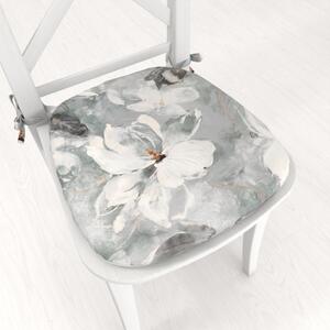 Biante Zamatový oblý podsedák Tamara TMR-016 Designové kvetiny na sivozelenom - 39x37x3 cm