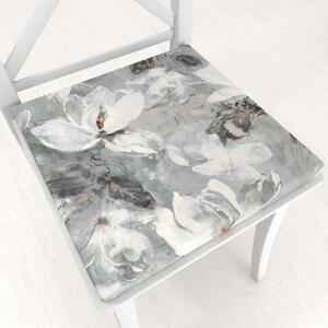 Biante Zamatový štvorcový podsedák Tamara TMR-016 Designové kvetiny na sivozelenom - 38x38x3 cm
