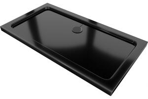 Mexen Flat obdĺžniková sprchová vanička slim 140 x 70 cm, čierna, syfon čierna - 40707014B