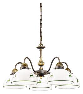 Kolarz 731.85.100 - Luster na reťazi NONNA 5xE27/75W/230V jelene zelená