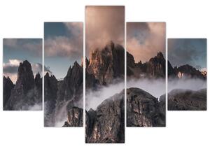 Obraz - Talianske dolomity schované v hmle (150x105 cm)