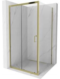 Mexen Apia sprchová kabína, posuvné dvere 100 x 100 cm, transparentnéné, zlatá - 840-100-100-50-00