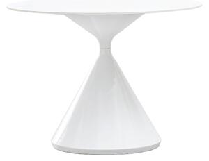 KONDELA Jedálenský stôl, svetlý mramor/biela, priemer 100 cm, VALER TYP 2