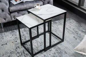 Konferenčný stolík Elegance set 2ks 40cm biela mramor