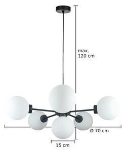 Luster na lanku KALIOPE 6xE14/50W/230V čierna/biela