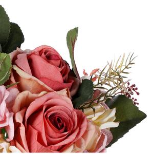 Pugét ruží a hortenzií, staroružová, 20 x 28 cm