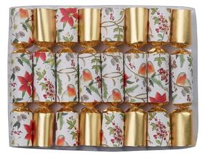 Vianočné crackery v súprave 8 ks Gold Floral Robin - Robin Reed