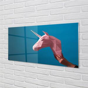 Nástenný panel  Ružový jednorožec origami 100x50 cm