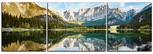 Obraz na plátne - Alpské štíty odrážajúce sa v pokojnom jazere - panoráma 5157C (90x30 cm)