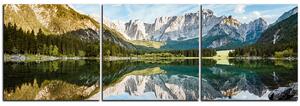Obraz na plátne - Alpské štíty odrážajúce sa v pokojnom jazere - panoráma 5157B (150x50 cm)