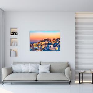 Obraz - Santorini pri zotmení (90x60 cm)