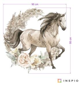 INSPIO-textilná prelepiteľná nálepka - Nálepky na stenu - Hnedý kôň v boho štýle
